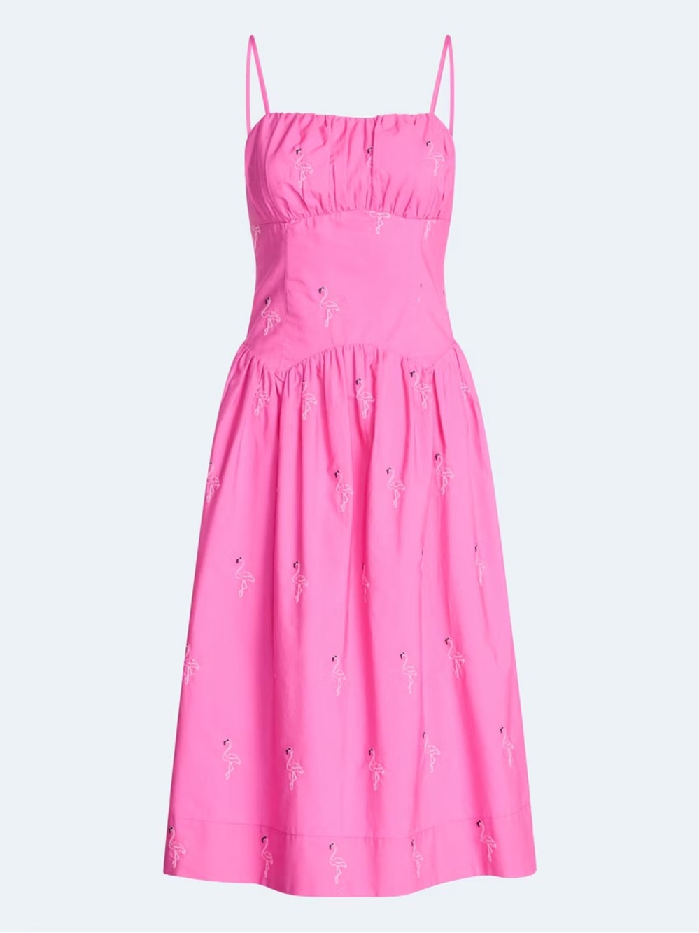 Pink Spaghetti-Strap Midi Dress